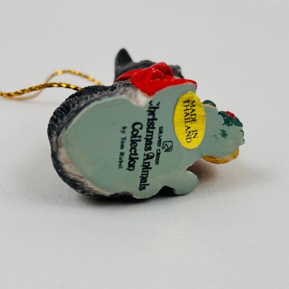 Silver Deer Tom Rubel Christmas Animals Gray Cat with Wreath Ornament - Picture 7 of 10